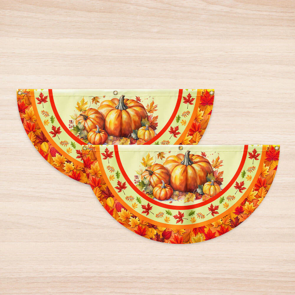Fall Pumpkins Thanksgiving Non-Pleated Fan Flag
