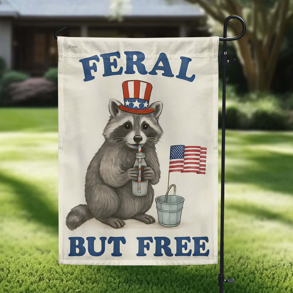 Bimipi American Flag - Patriotic Raccoon Feral But Free Funny 4th Of july Flag