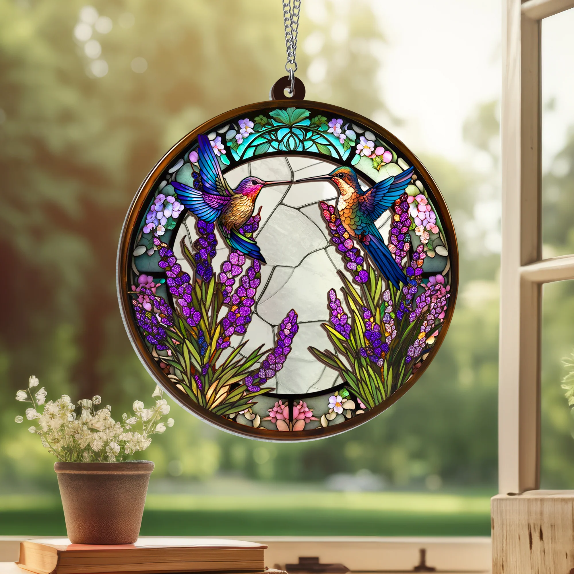 Hummingbird 2 Layered Hanging Suncatcher  - Beautiful Gift for Nature Lovers & Home Decor