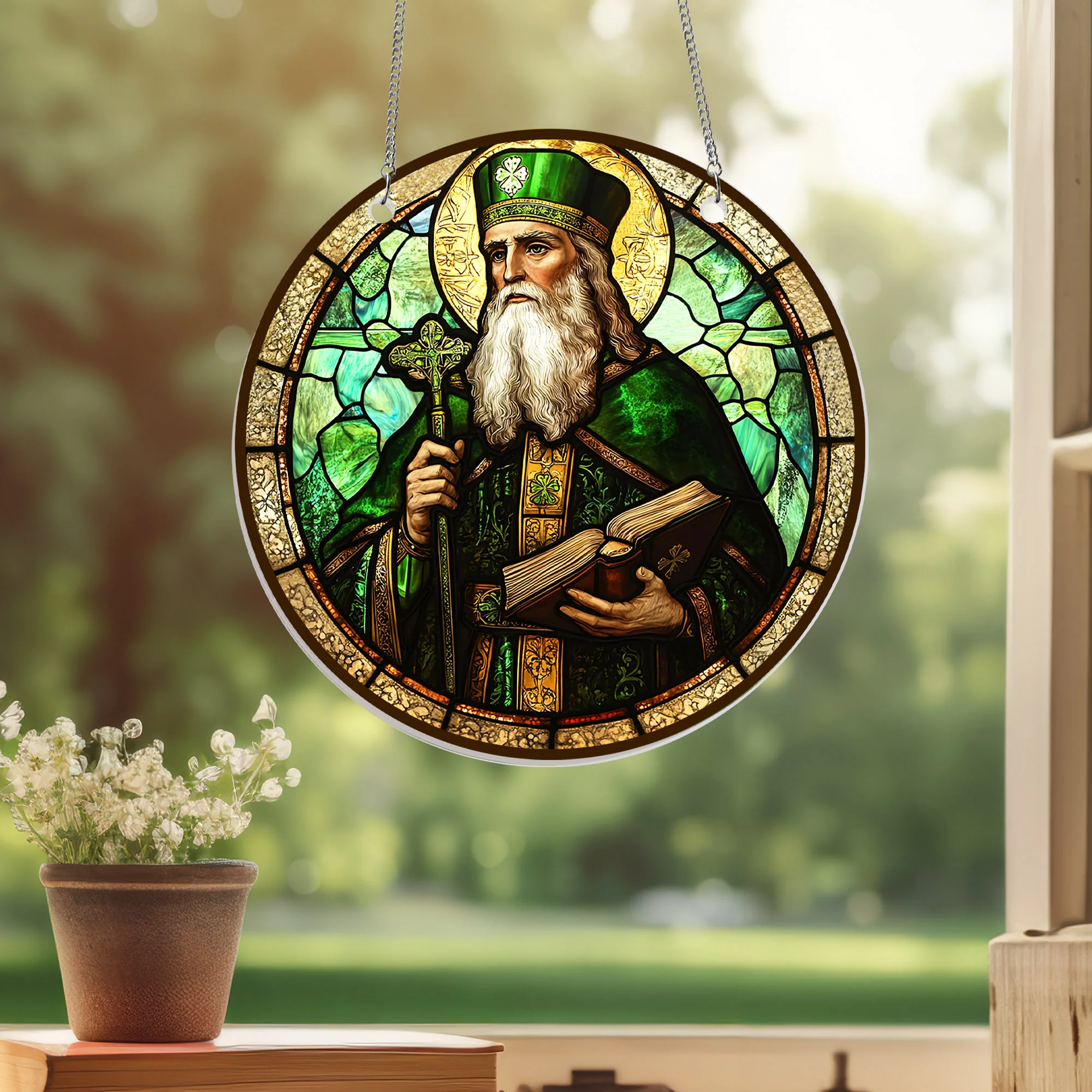 Saint Patrick St. Patrick's Day Suncatcher Acrylic Hanging Sign