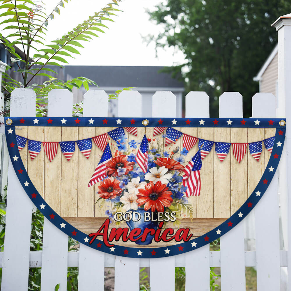 Bimipi American Flag - Patriotic Flowers Vase 4th of july God Bless America Non-Pleated Fan Flag