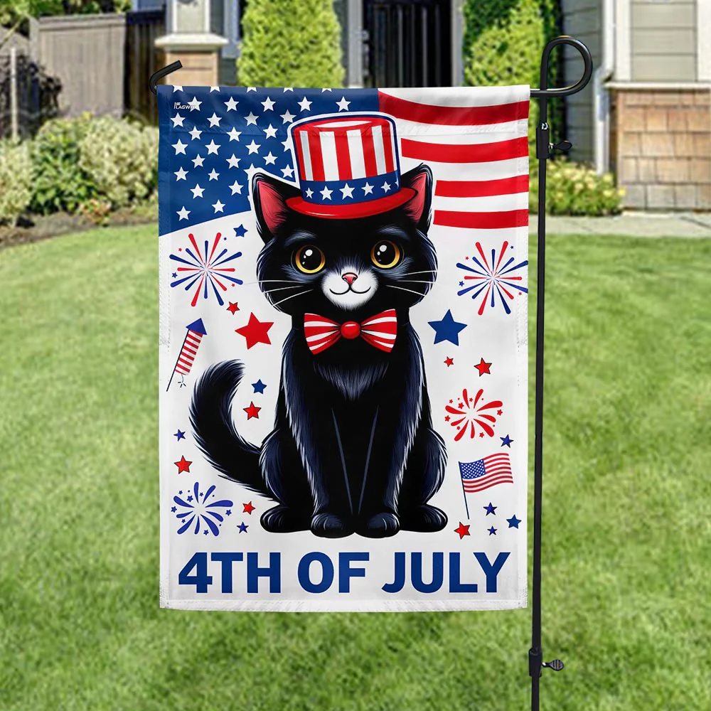 Bimipi American Flag - Black Cat Happy 4th Of july Independence Day Flag