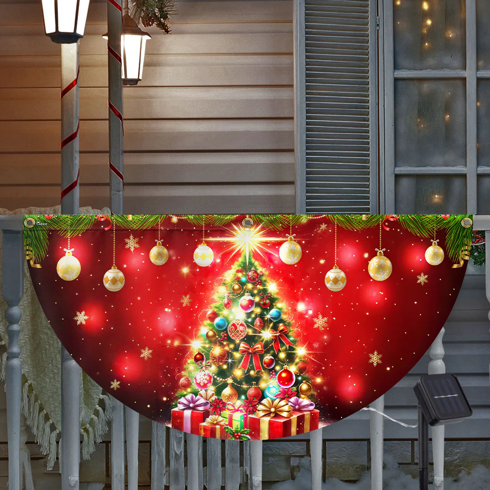 Christmas Tree Festive Holiday Solar LED Fan Flag