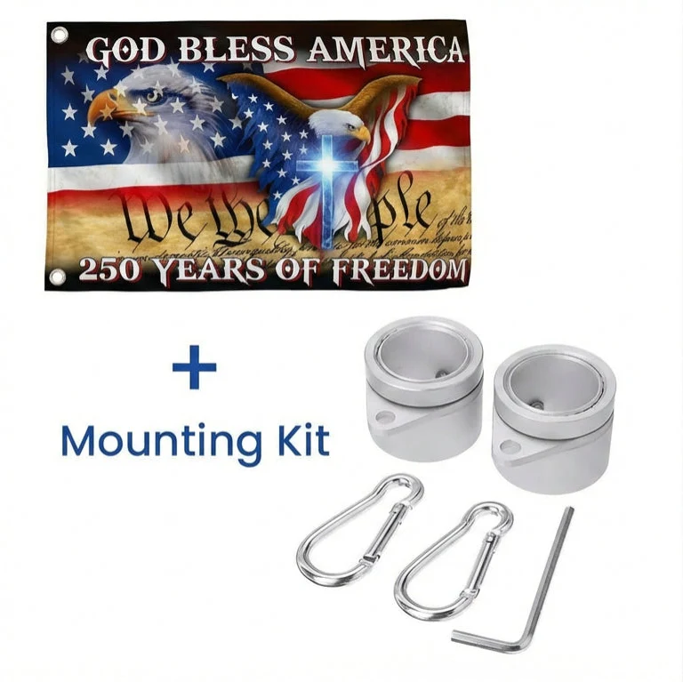 250 Years of Freedom Patriotic Flag, God Bless America Grommet Flag