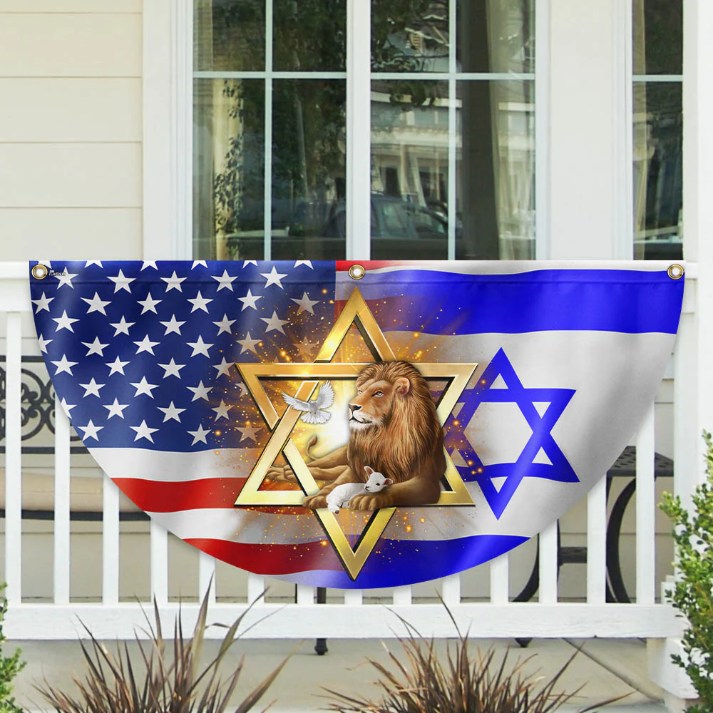 Jewish Lion Of Judah Israel American Non-Pleated Fan Flag
