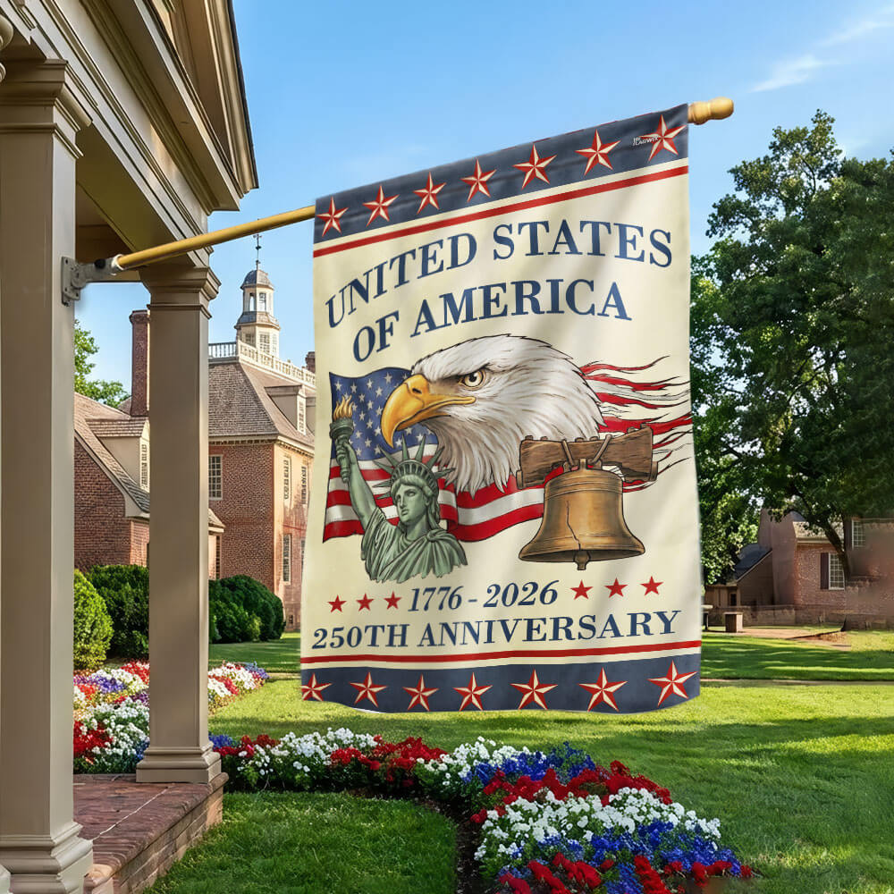 Vintage Americana Patriotic United States 250th Anniversary Flag