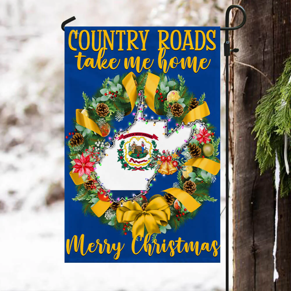West Virginia Merry Christmas Country Roads Take Me Home Flag