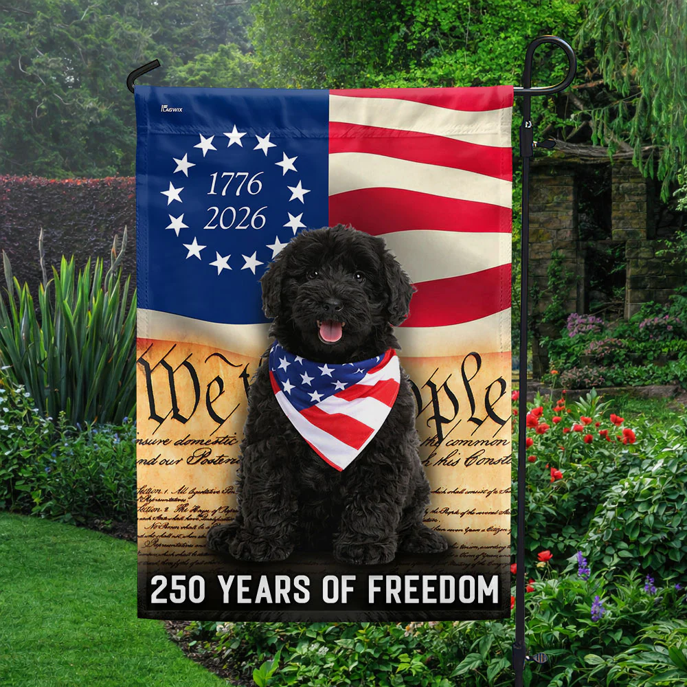 Black Goldendoodle Flag, 250 Years of Freedom American Flag