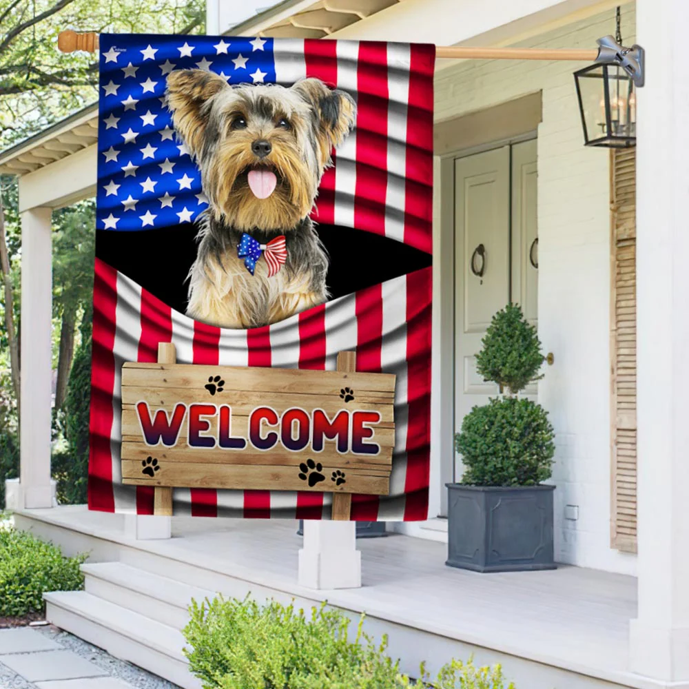 Bimipi American Flag - Yorkshire Terrier Dog Welcome 4th of july American Flag TQN1135Fv4