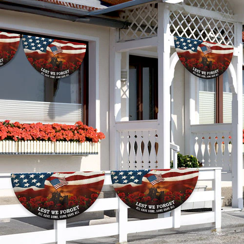 Lest We Forget Memorial Day U.S. Veteran Non-Pleated Fan Flag