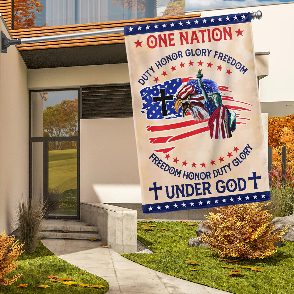 Bimipi American Flag - Patriot Eagle One Nation Under God Duty Honor Glory Freedom Flag