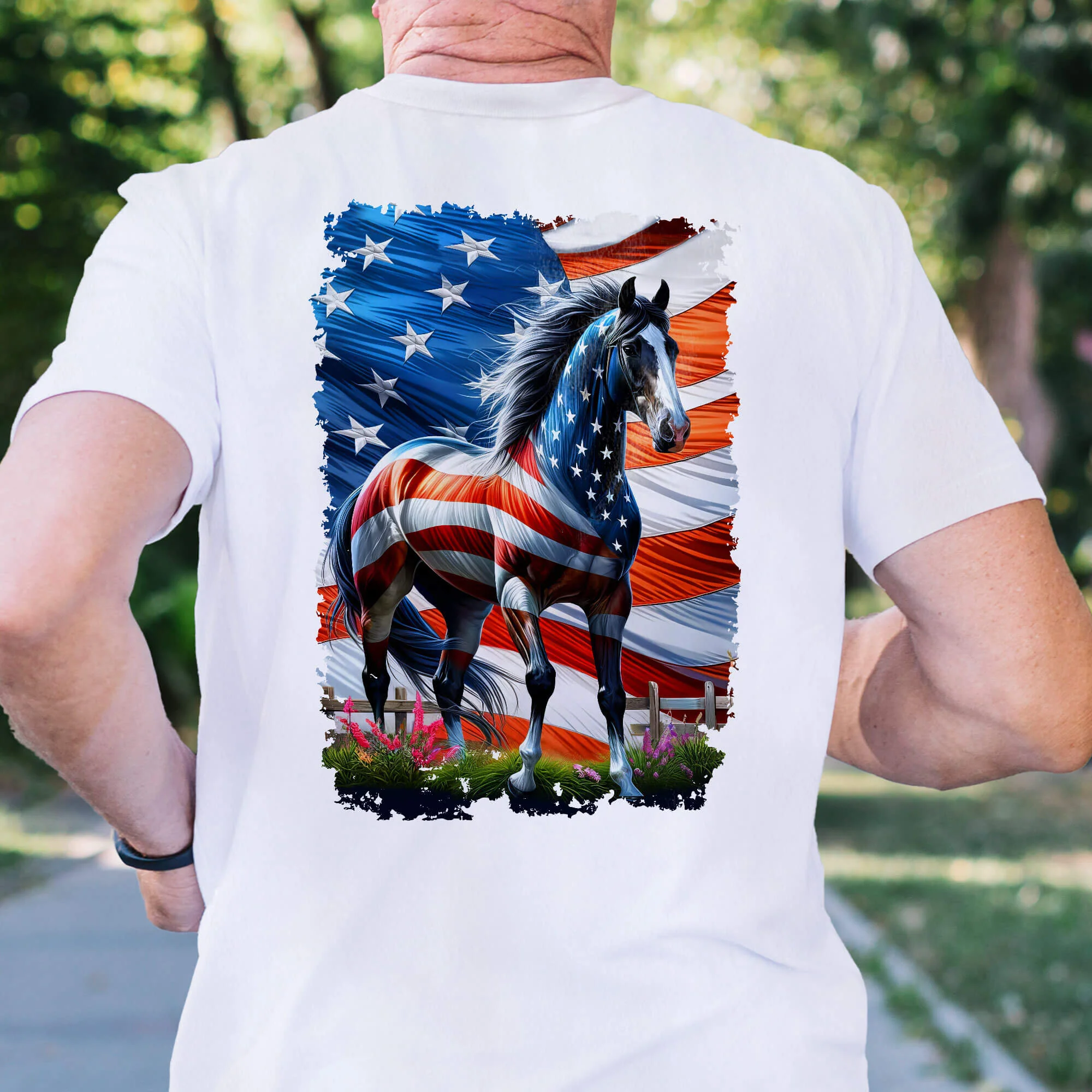 Horse Wrapped In Glory. American Patriotic Horse T-Shirt
