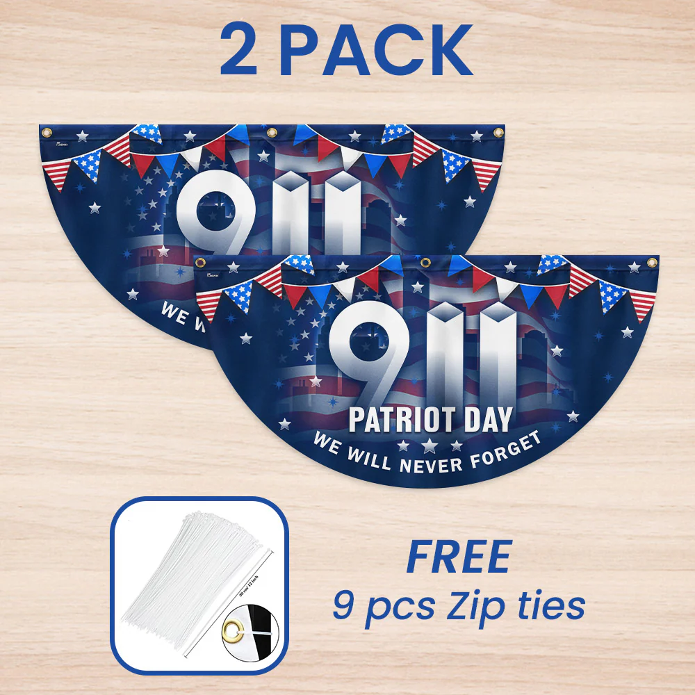 911 Patriot Day September 11th 9/11 Never Forget Non-Pleated Fan Flag