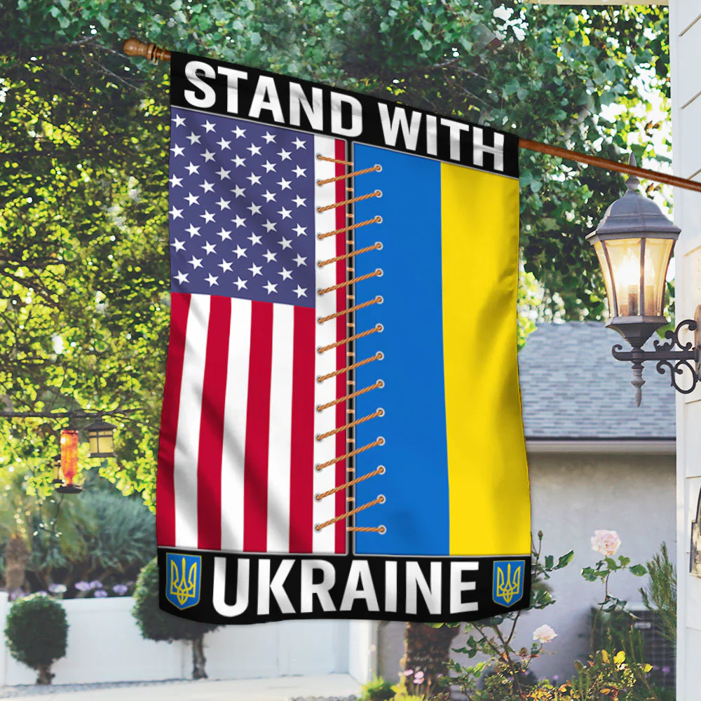 Ukrainian American Flag Stand With Ukraine Flag