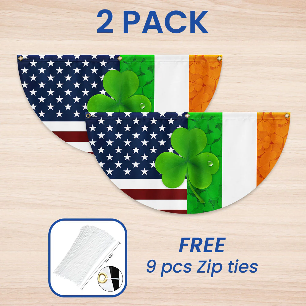 Irish Shamrock American Non-Pleated Fan Flag