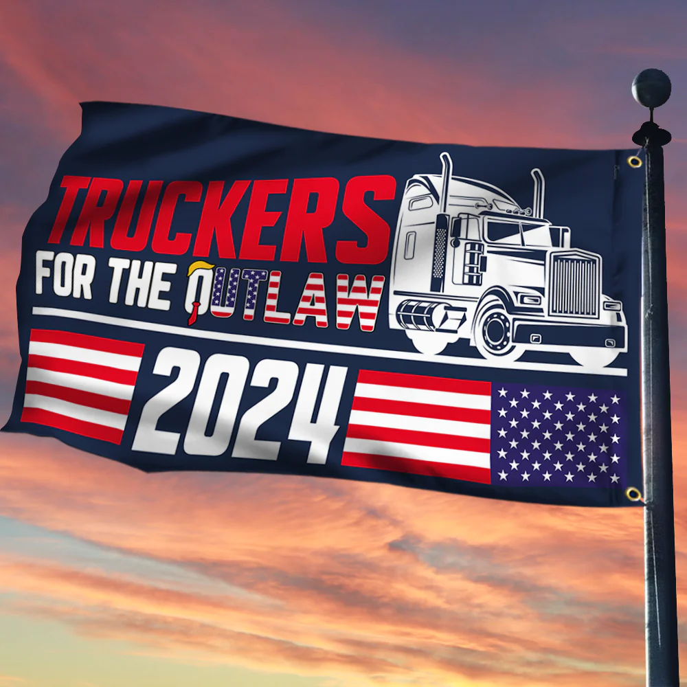 Trucker For The Outlaw American Flag Support For Felon Patriotic Grommet Flag