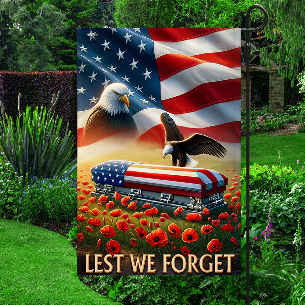 Lest We Forget Memorial Day American Flag, Veterans Day Flag