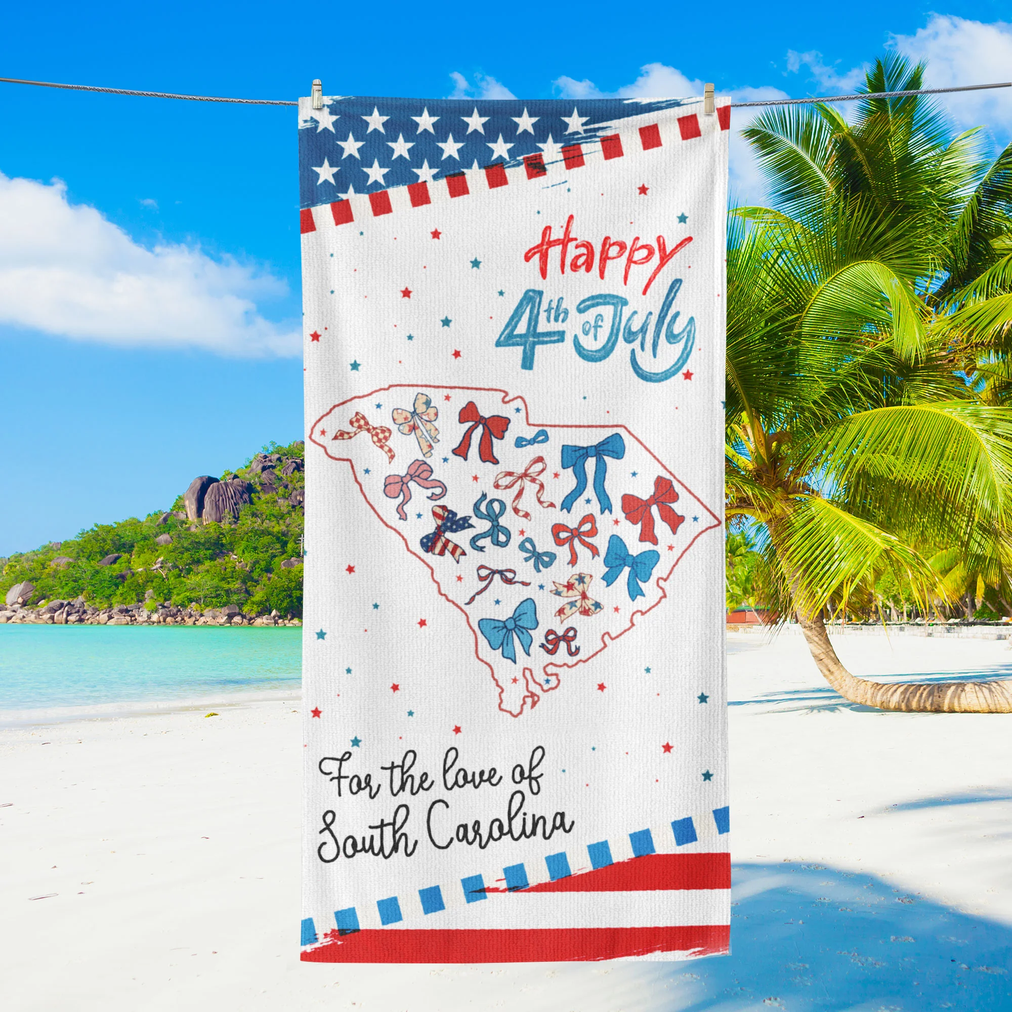 American States South Carolina Happy 4th of july Beach Towel