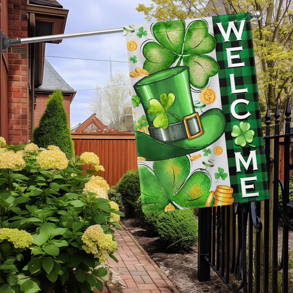 Welcome St. Patrick's Day Irish Paddy's Day Shamrock Ireland Flag