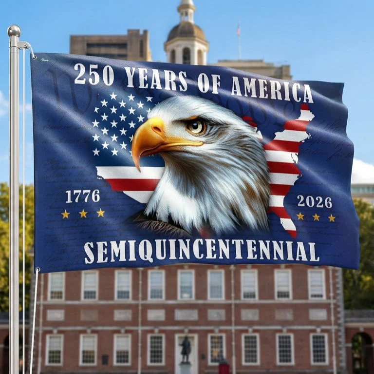 250 Years of America Flag, 1776 2026 Patriotic Eagle Grommet Flag