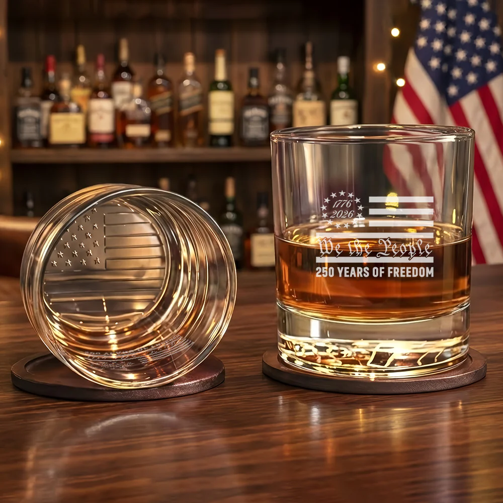 Betsy Ross 250 Years of Freedom 1776 2026 Engraved Whiskey Glass