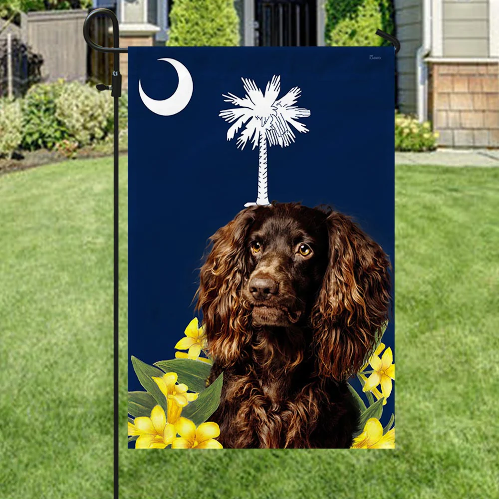 South Carolina Flag Boykin Spaniel and Yellow Jessamine