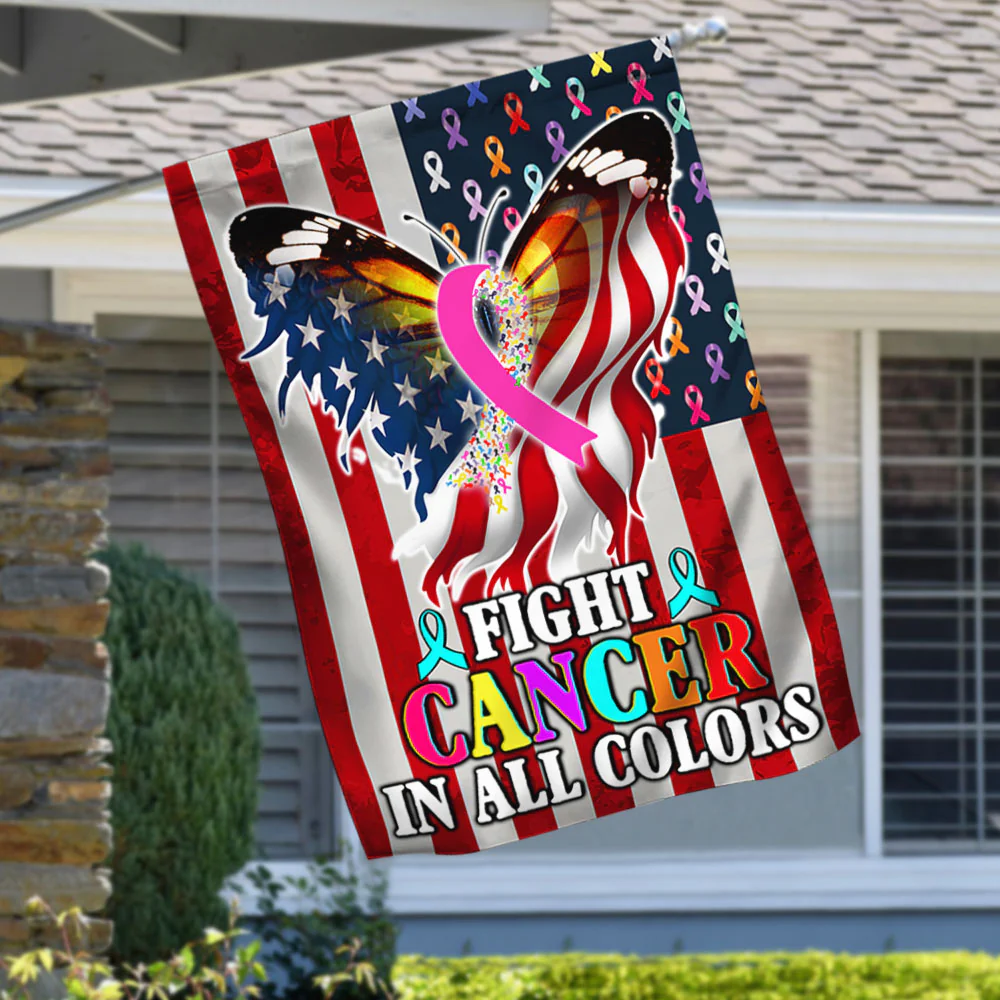 Cancer Day Butterfly American Flag Fight Cancer In All Colors