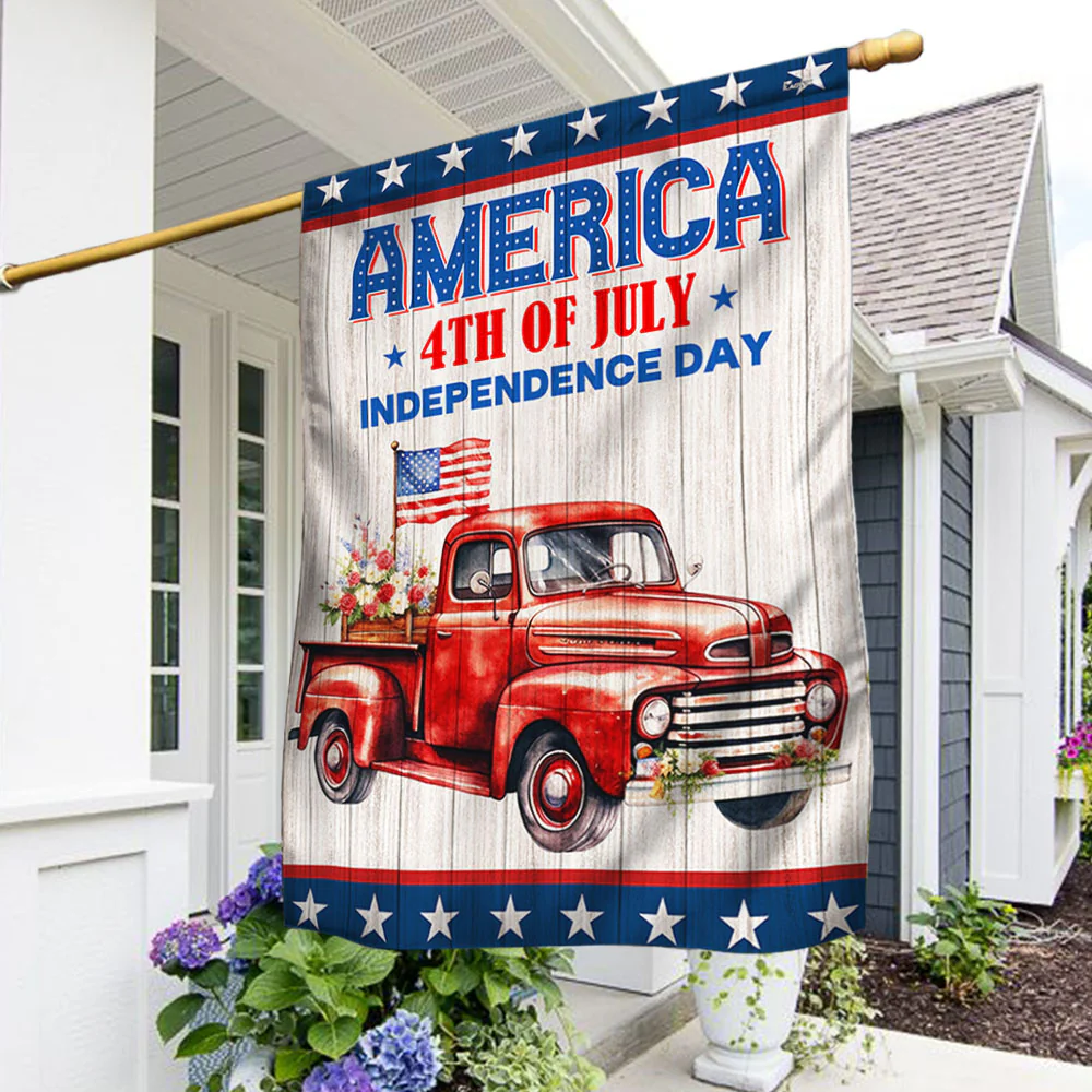 Bimipi American Flag - Red Truck America 4th of july Independence Day Flag