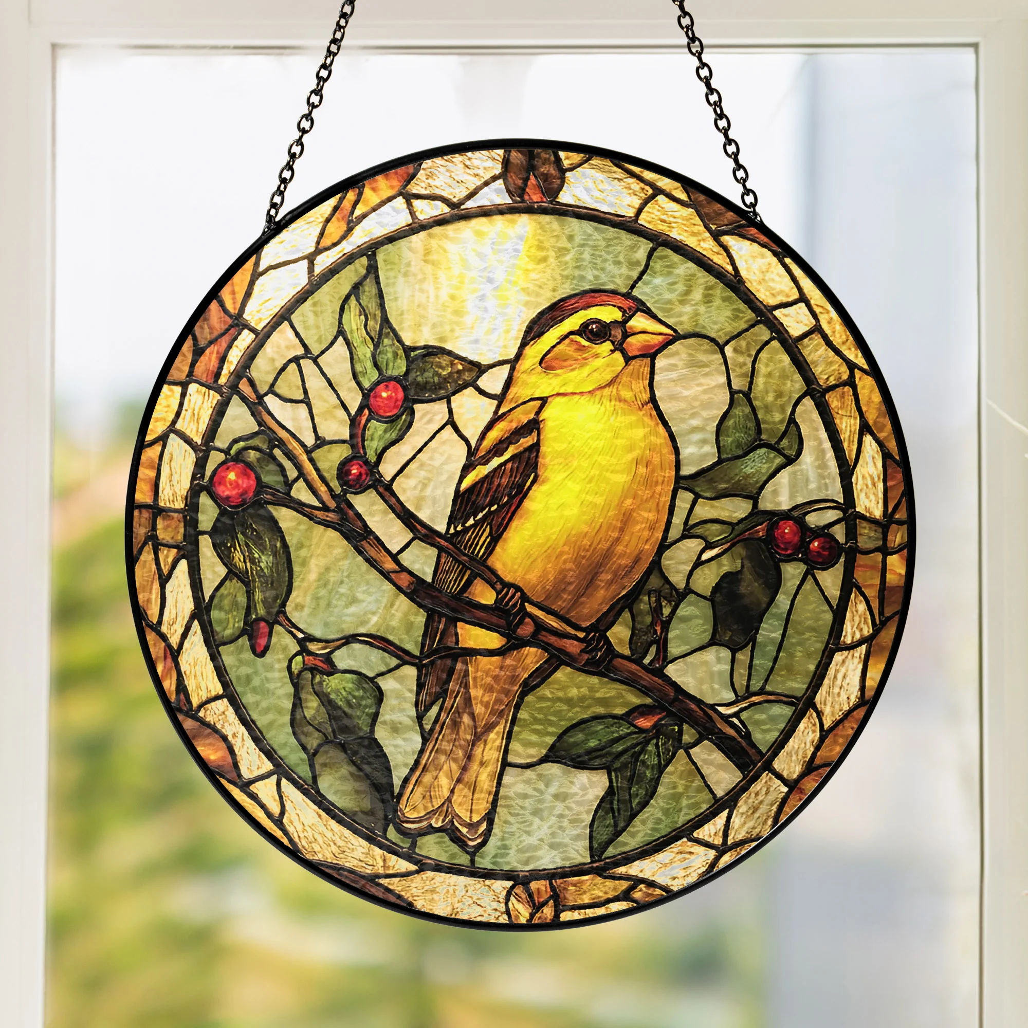Goldfinch Bird Birdwatching Stained Glass Suncatcher