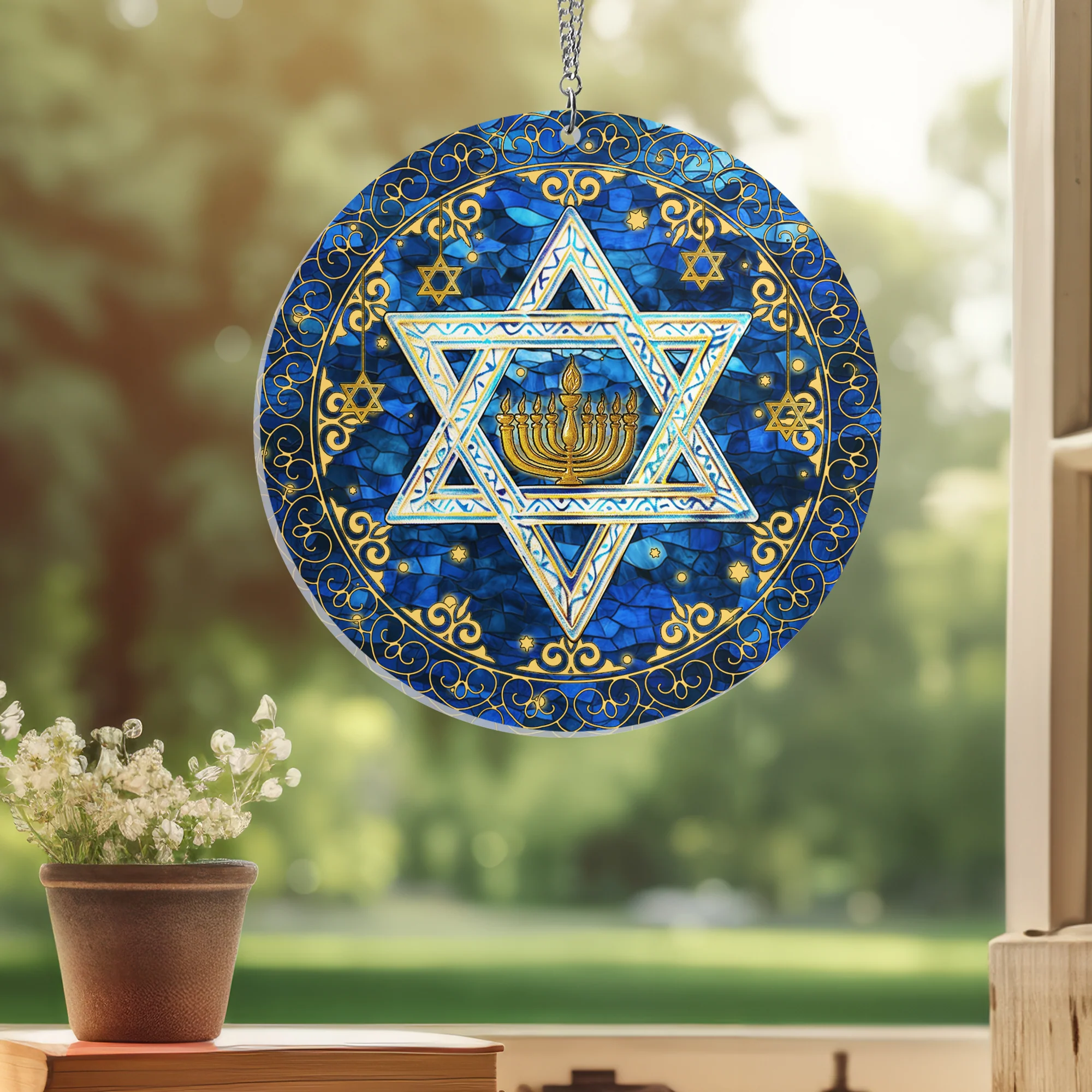 Jewish Star of David Suncatcher - Acrylic Hanging Ornament for Christmas & Hanukkah - Unique Gift for Jewish Holidays