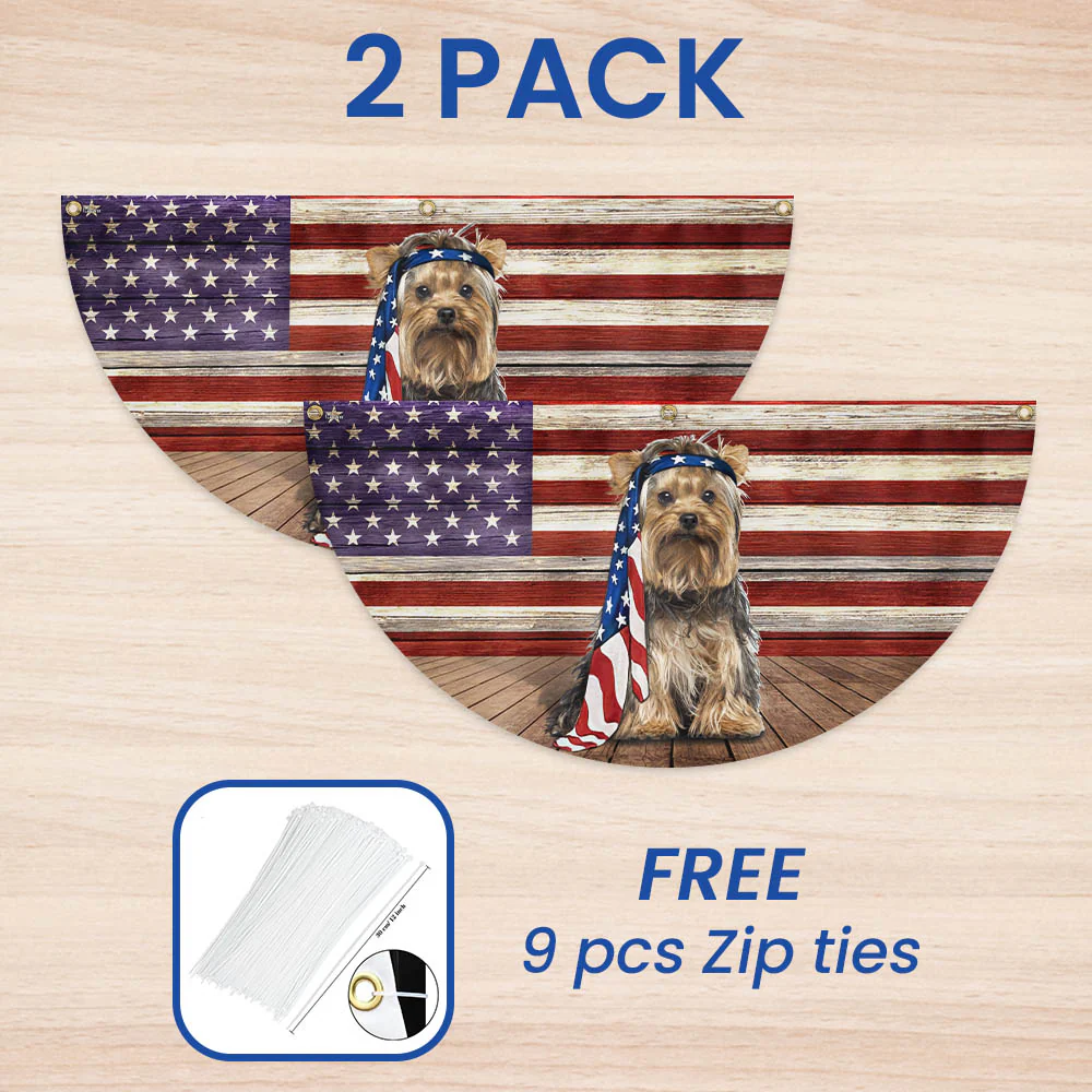 Yorkshire Terrier Dog Flag Charming Dog Wrapped in Glory Non-Pleated Fan Flag