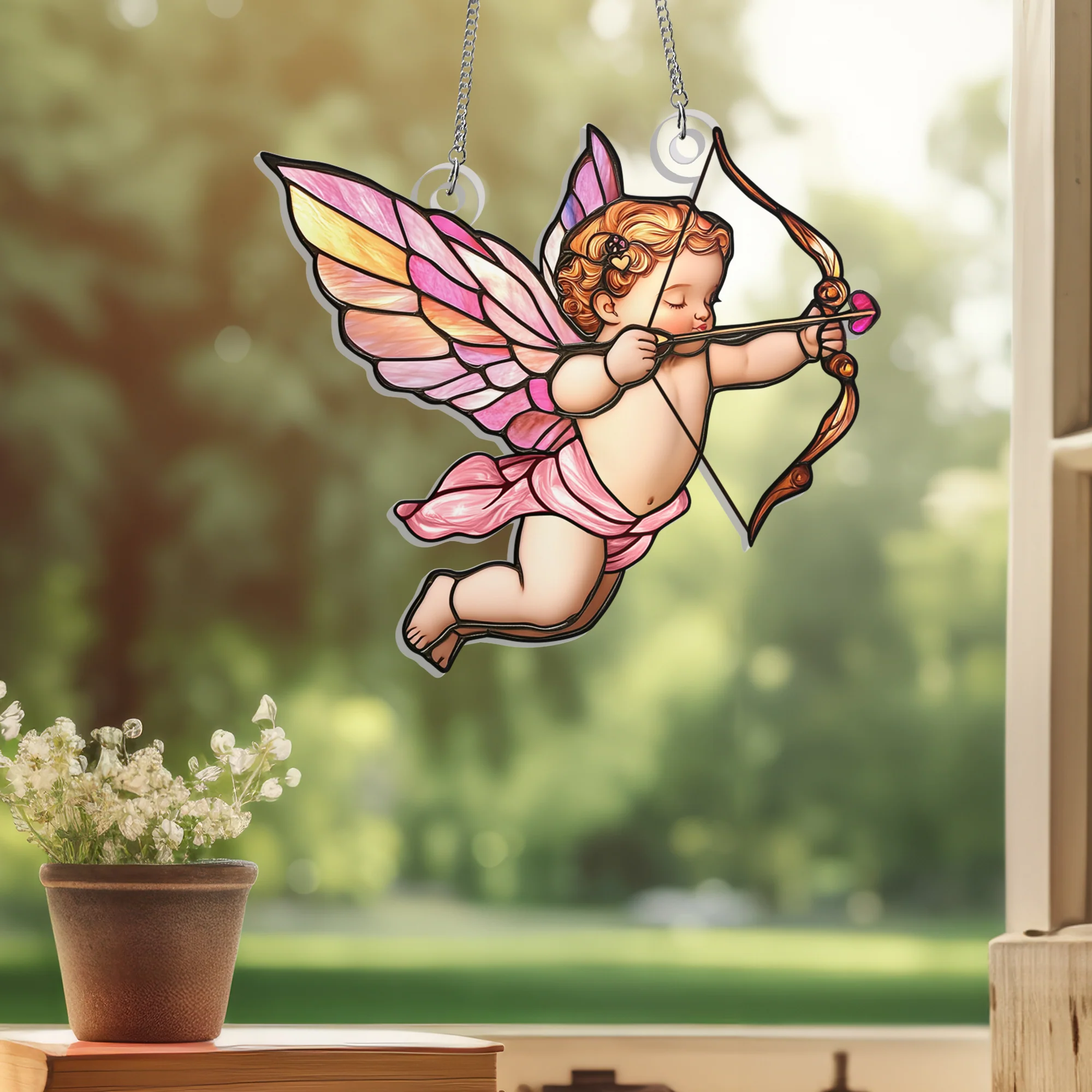 Valentine Day Cupid Suncatcher Love Acrylic Hanging Sign