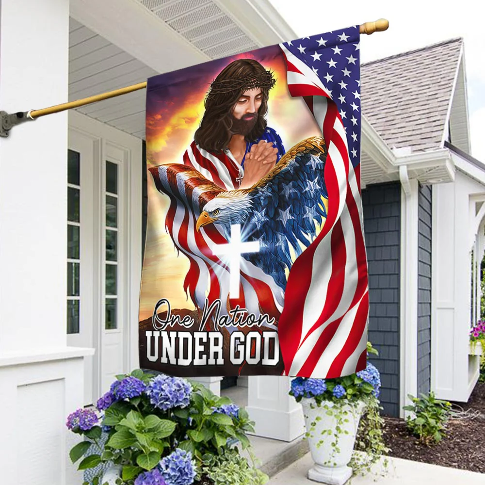 Bimipi American Flag - One Nation Under God, Patriotic Eagle Jesus Christian American Flag