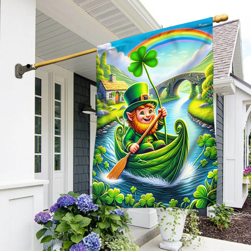 Irish St. Patrick's Day Leprechaun Spring Shamrock Flag