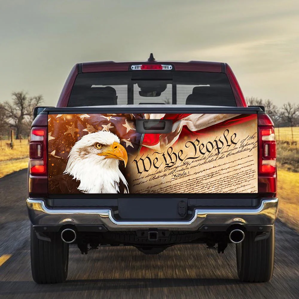 We The People. God Bless America. American Eagle Truck Tailgate Decal Sticker Wrap