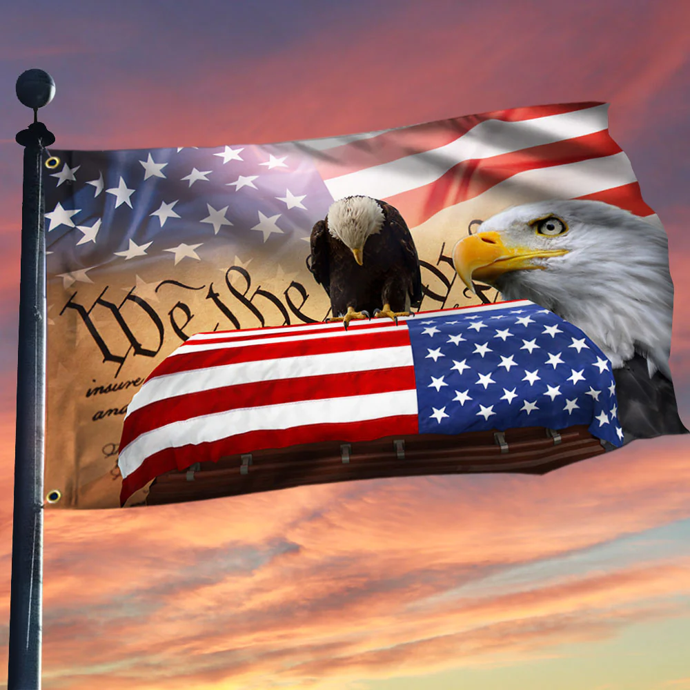 Veterans Day Flag, American Flag - Patriotic Eagle, We The People, American Memorial Grommet Flag