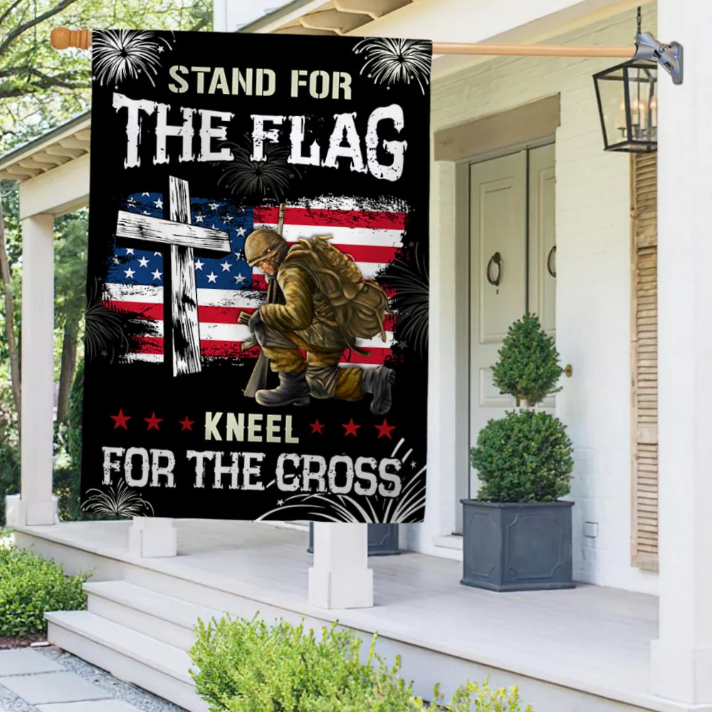 God and Veteran Flag Stand for the Flag Kneel for the Cross Patriotic Veterans Day American Flag