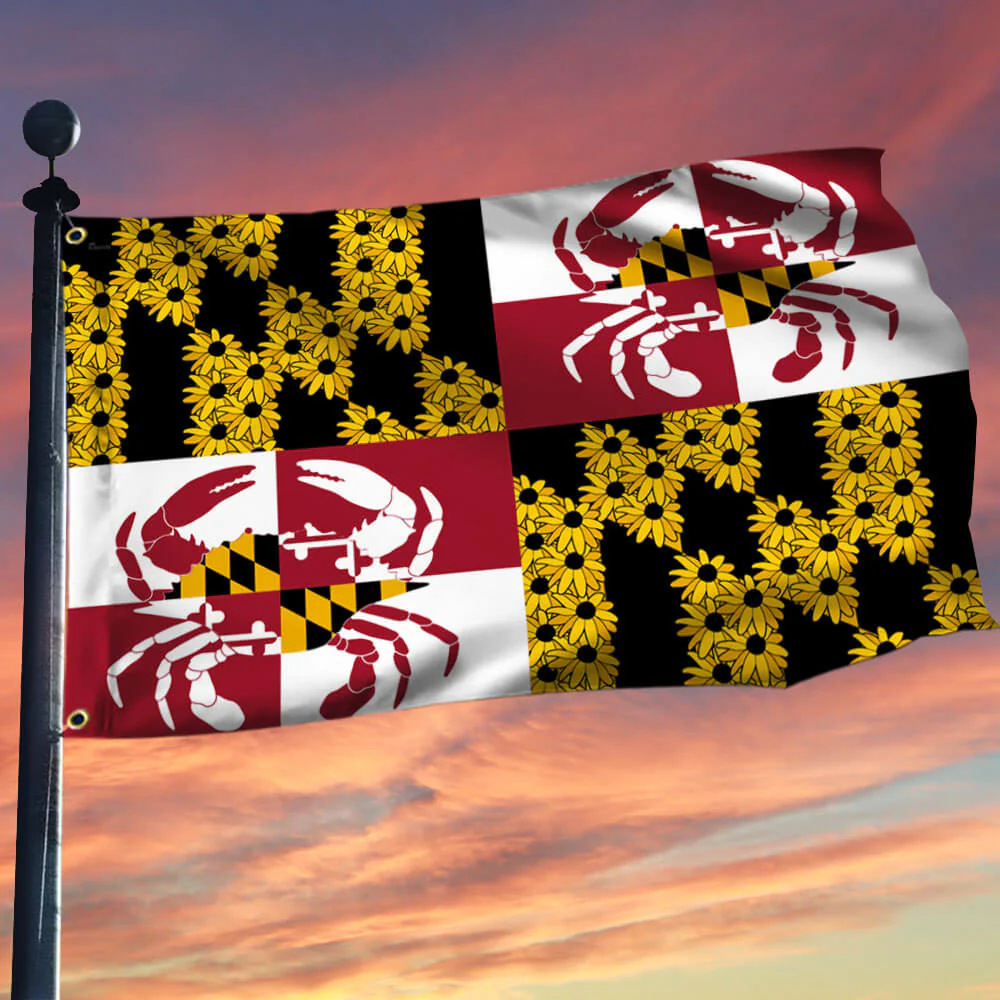 Maryland State Crab and Black-eyed Susan Flower Maryland Grommet Flag