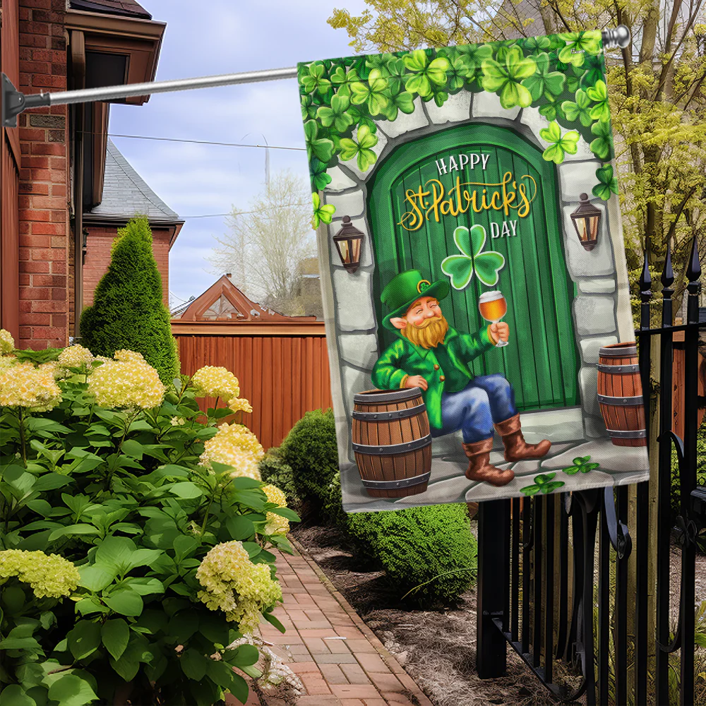 Happy St. Patrick's Day Leprechaun Irish Pub Flag