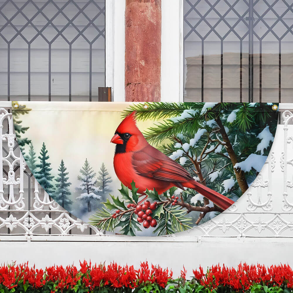 Cardinal Christmas Non-Pleated Fan Flag