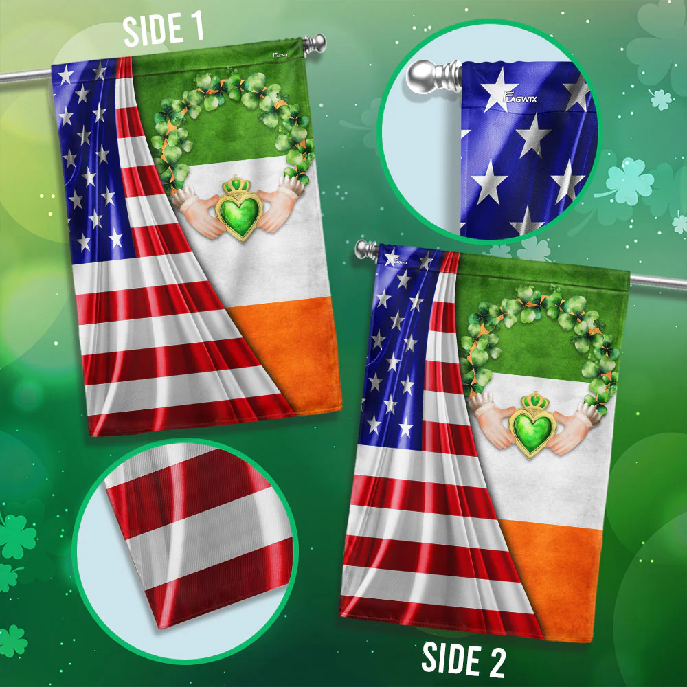 Bimipi  Irish St. Patrick’s Day Claddagh With Shamrock Flag