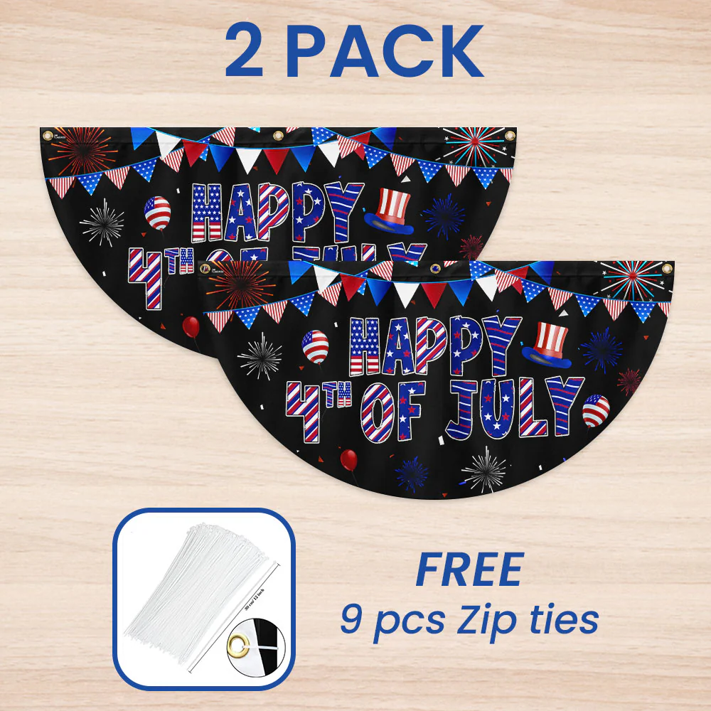 Bimipi American Flag - Happy 4th Of july Non-Pleated Fan Flag