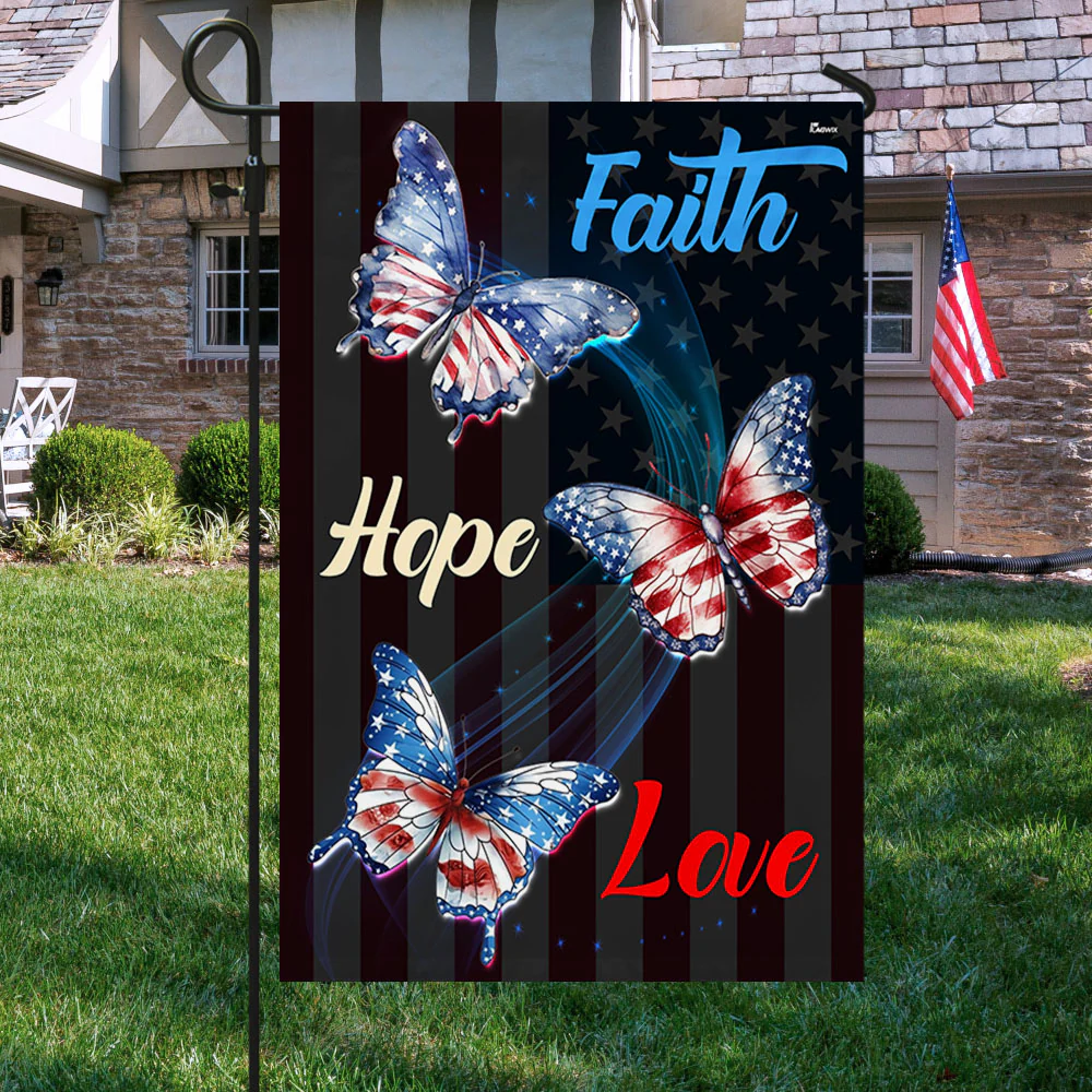Bimipi American Flag - Butterfly Flag Faith Hope Love Patriotic Butterfly Flag