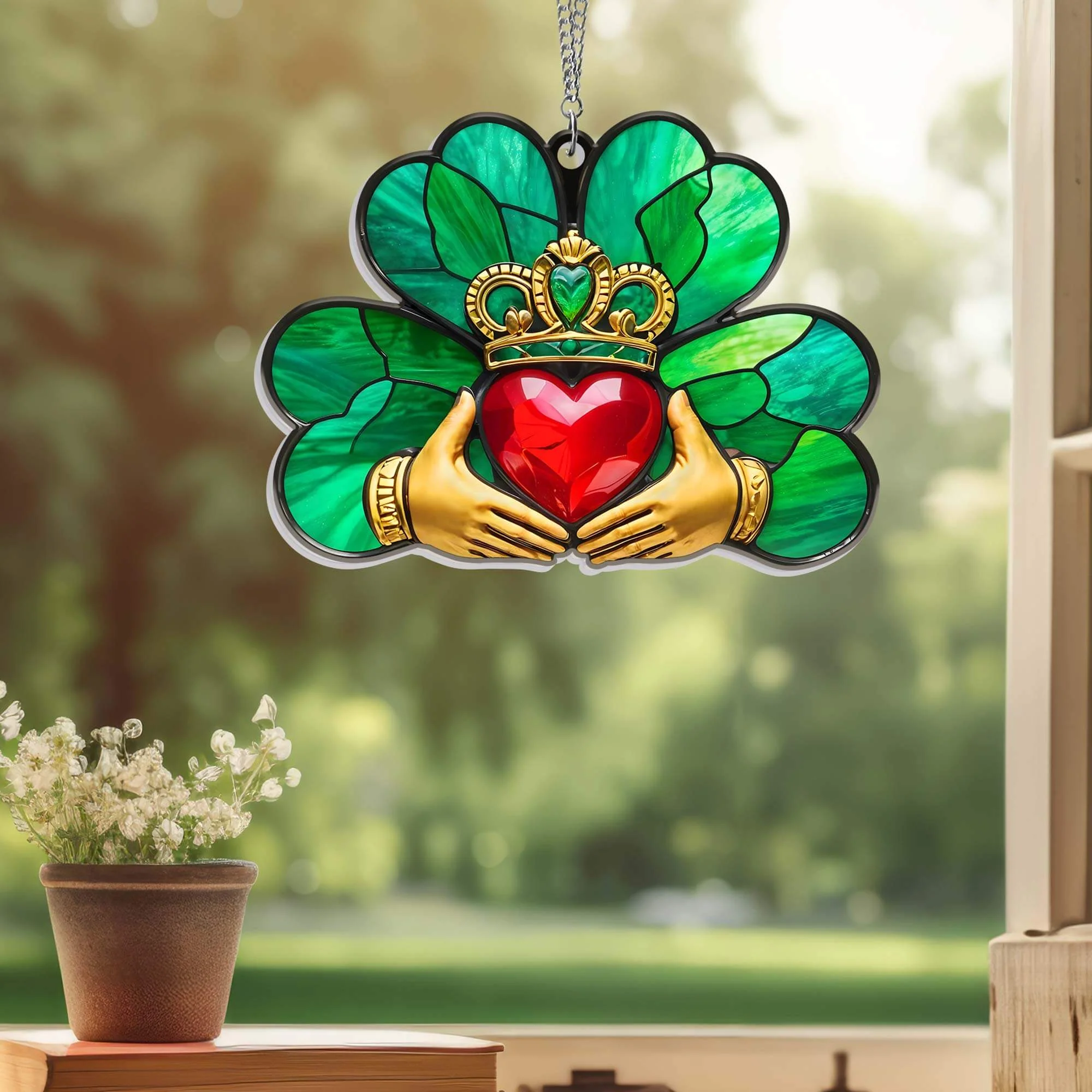 Celtic Irish Claddagh Ring Love Loyalty Friendship Suncatcher Acrylic Hanging