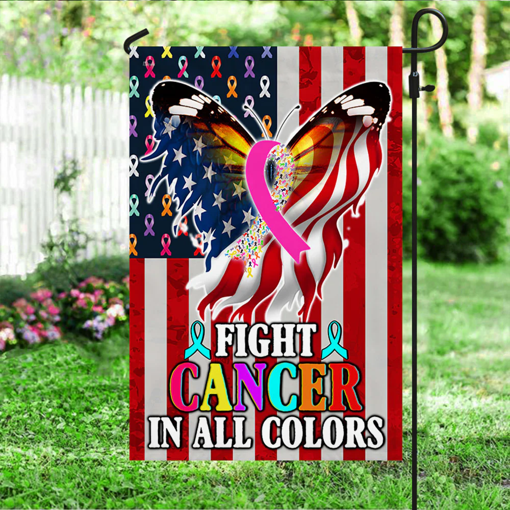 Cancer Day Butterfly American Flag Fight Cancer In All Colors