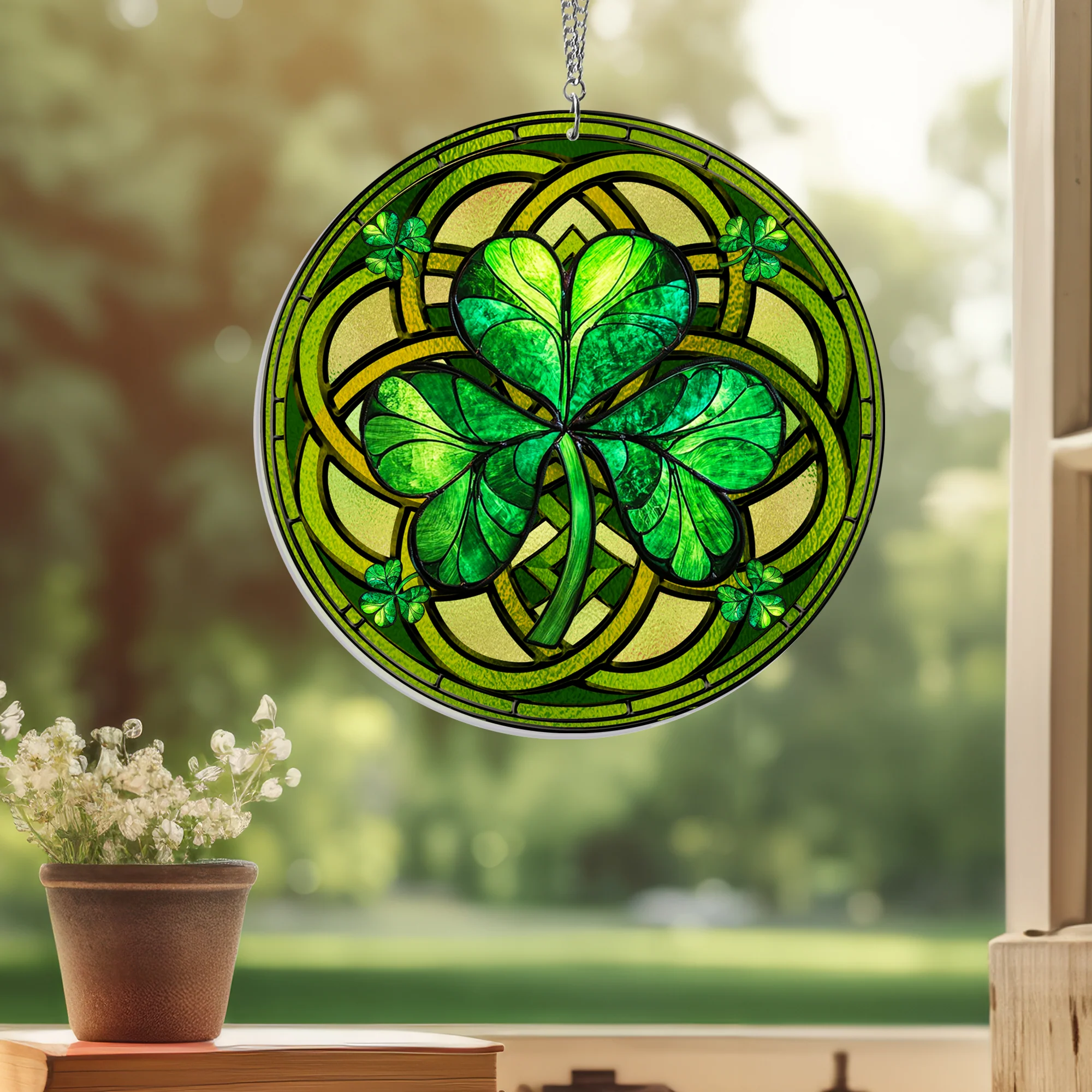 St Patrick’s Day Irish Shamrock Acrylic Suncatcher Hanging Sign
