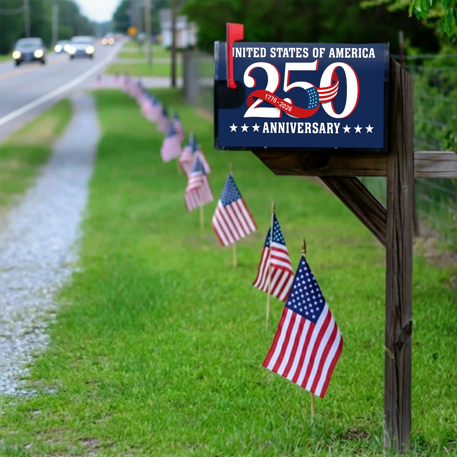 250th Anniversary United States of America Flag Patriot Mailbox Cover