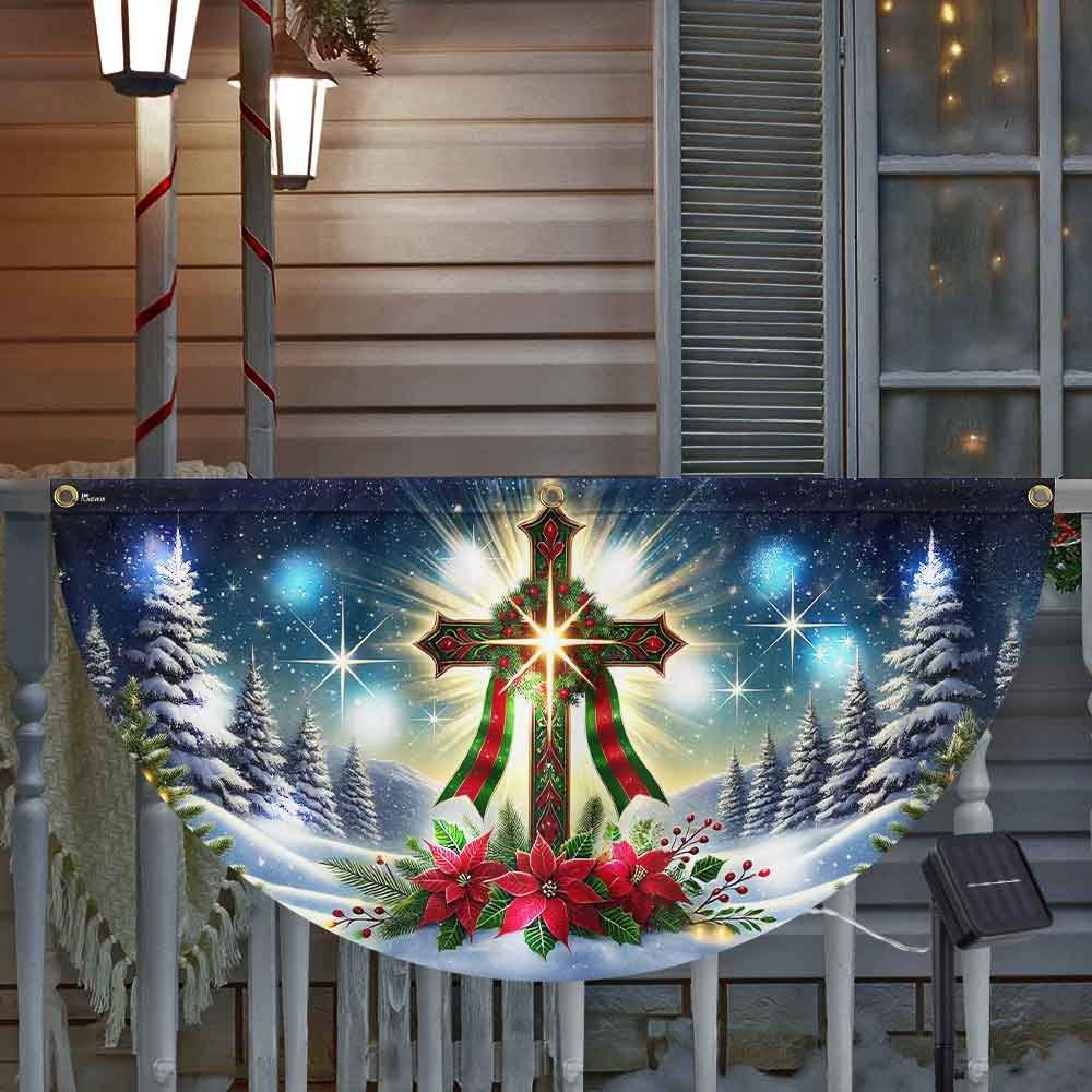 Jesus Christ Cross Christmas Solar Led Fan Flag