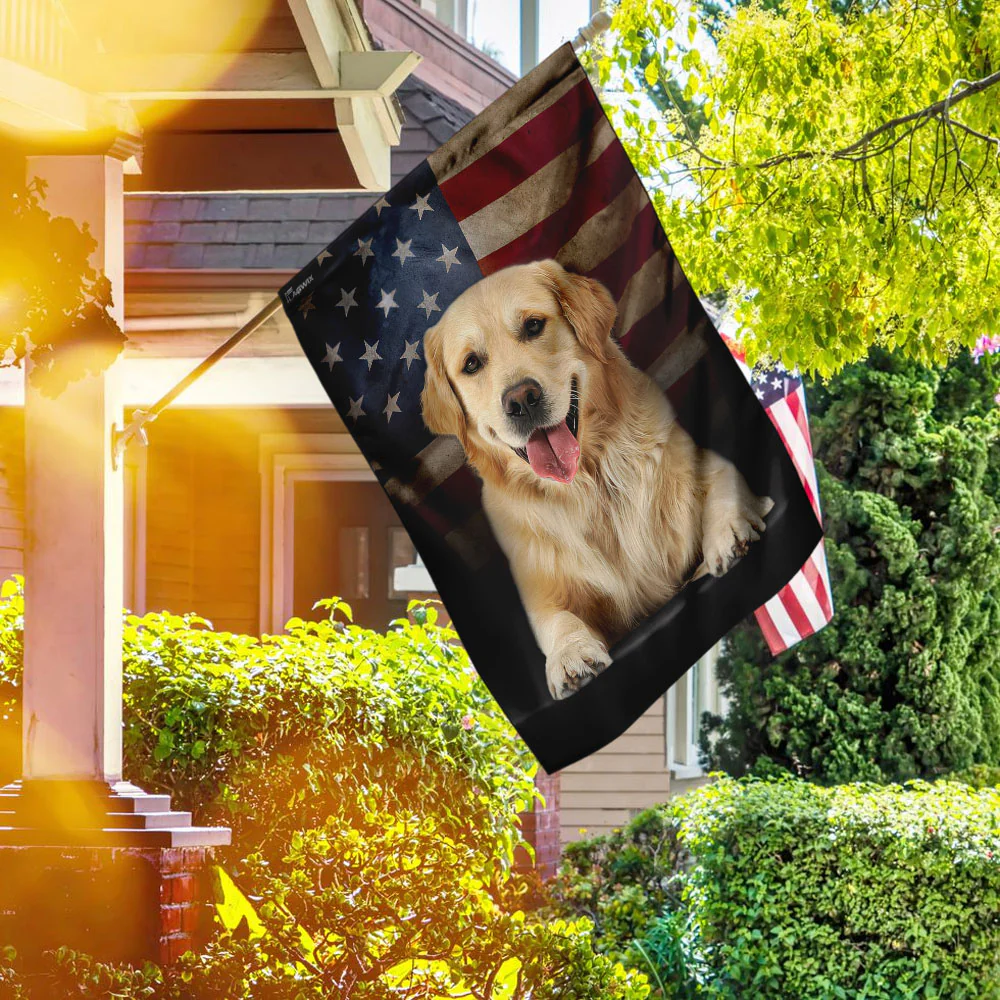 Golden Retriever American Flag