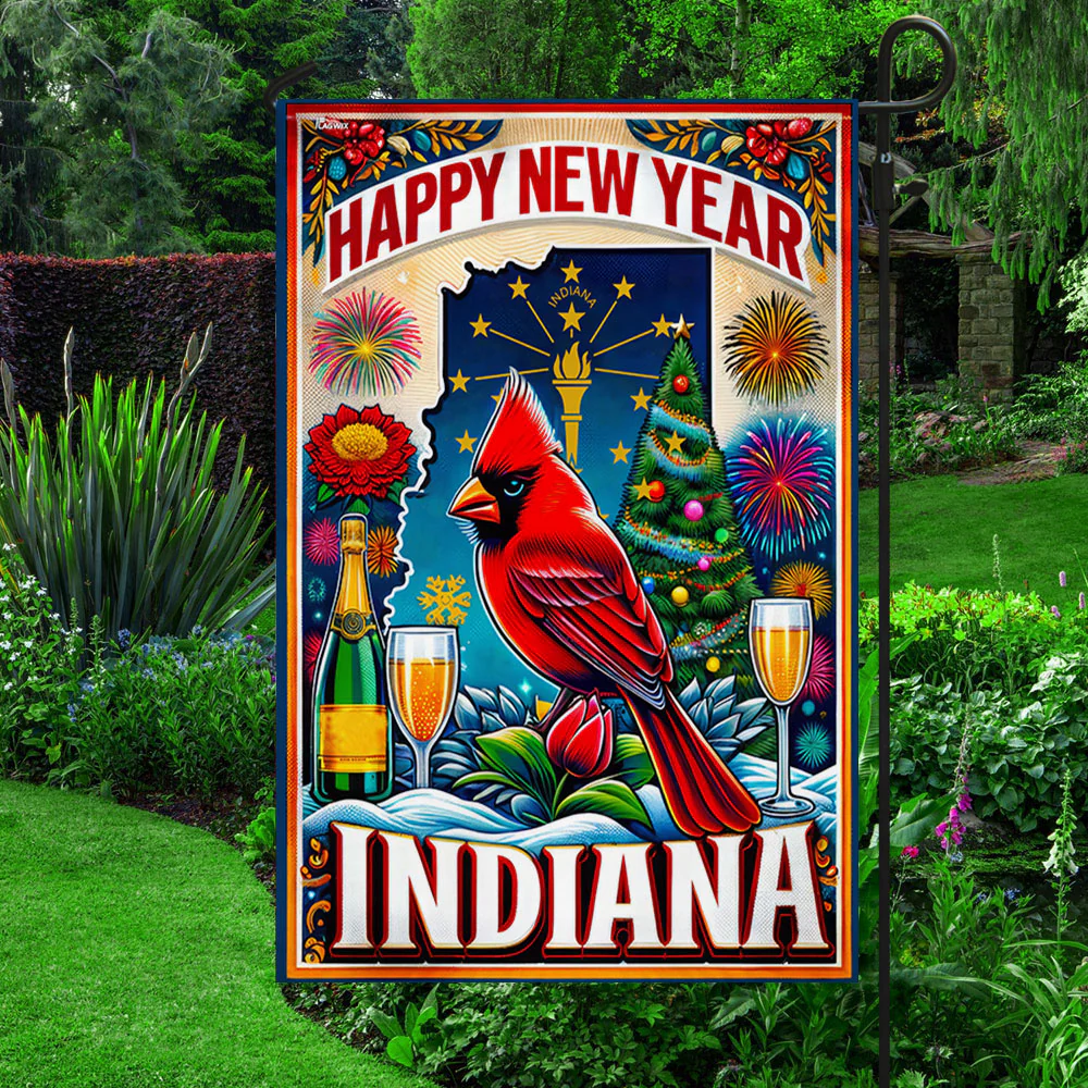 Bimipi  Indiana Happy New Year Flag